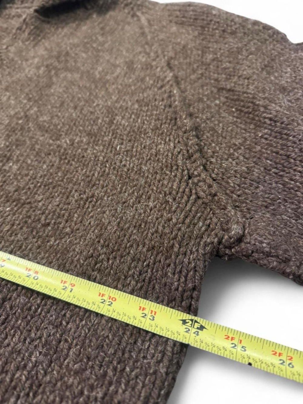 Vintage 50s/60s Talon zip heavy knit shawl collar wool cardigan sweater brown XL - Picture 4 of 6